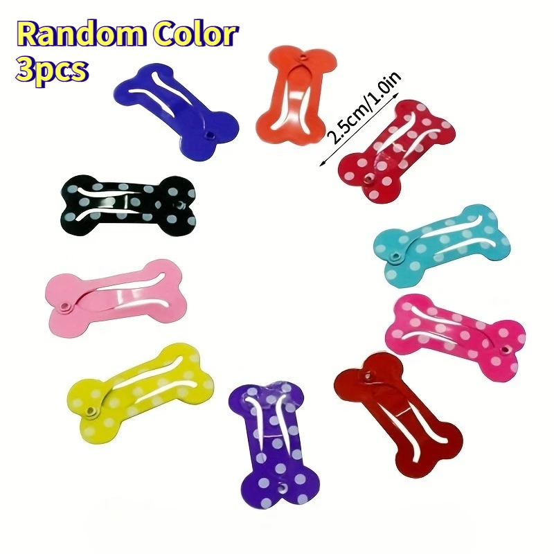 Random Color 3pcs of Adorable Pet Hair Clips - Perfect for Grooming Your Puppy or Kitten!.