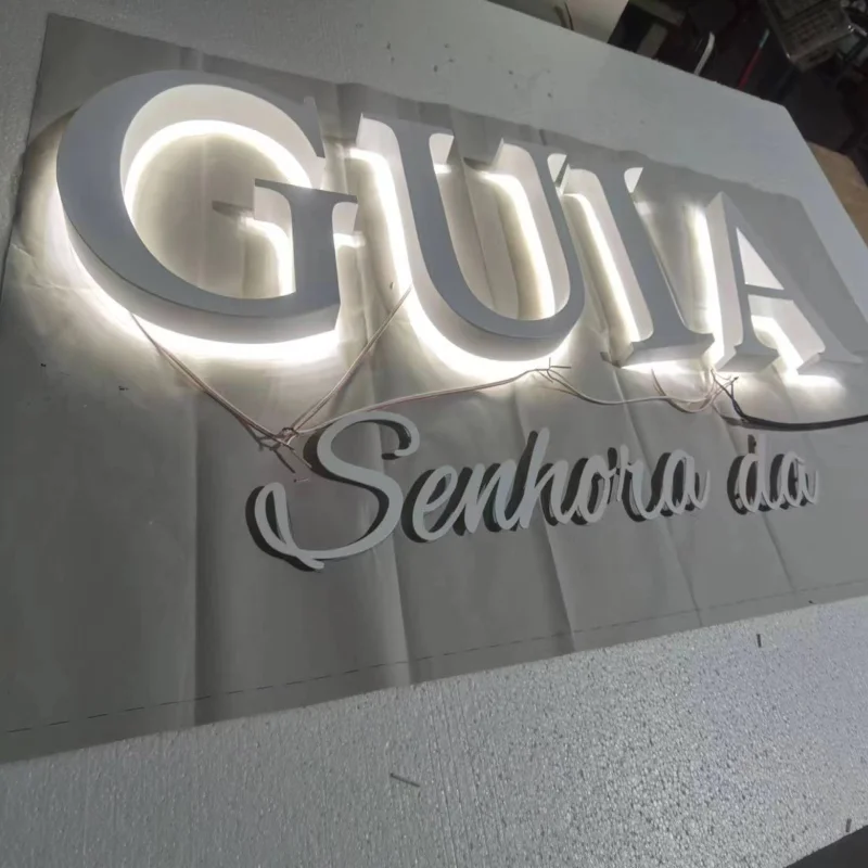 Custom outdoor backlit Stainless steel led letters beauty salon shop signs 3D back lighting company logo business advertising