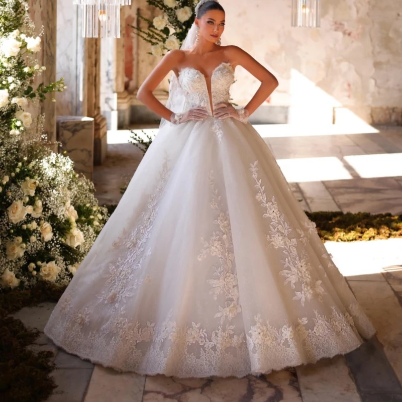 

Luxury White Dubai Arabic Mermaid Wedding Dresses Applique Lace Beading A-Line Court Train Wedding Dress Bridal Gowns