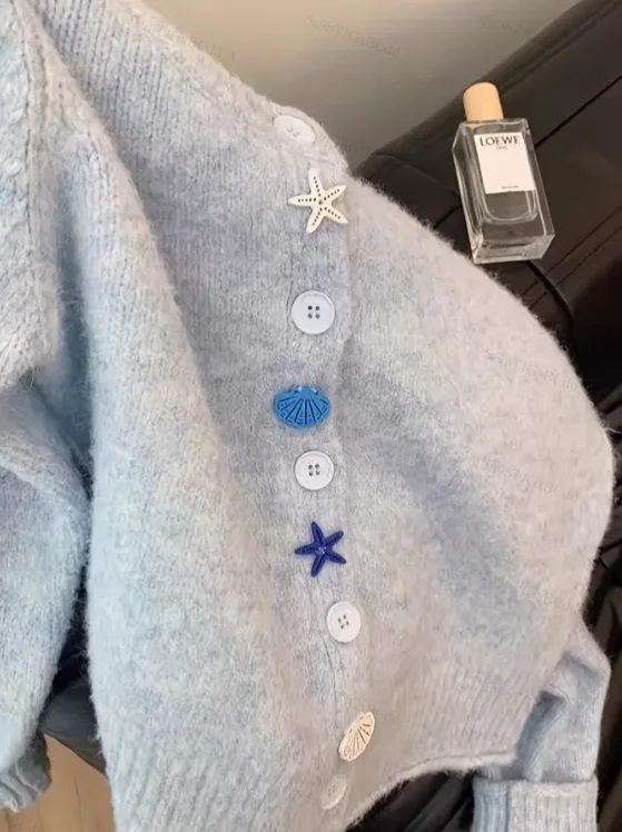 レディース エレガント カジュアル ニット カーディガン シェル スター ボタン 秋冬 暖かい 毛皮のような アウター ホリデー 多用途 長袖 トップス