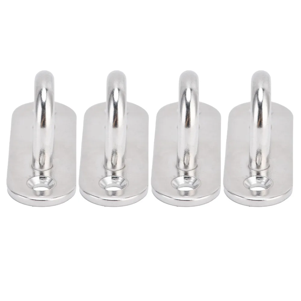 8pcs Heavy Duty Rust-Proof Pad Eye Plate Strip Type Enclosed Hook Wall Mount Hangers Anchor Straps Outdoor