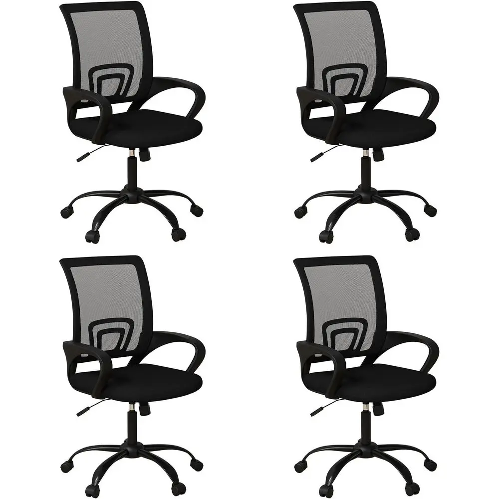 

Set of 4 Ergonomic Swivel Mesh Office Chairs with Lumbar Support and Wheels for Conference Room Use