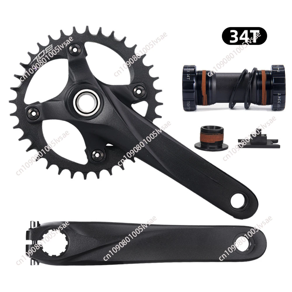 Bicycle Crankset 170mm 104BCD Mountain Bike Double Disc Crank with Bottom Bracket 34T 36T 38T Aluminum Alloy Bike Cranks