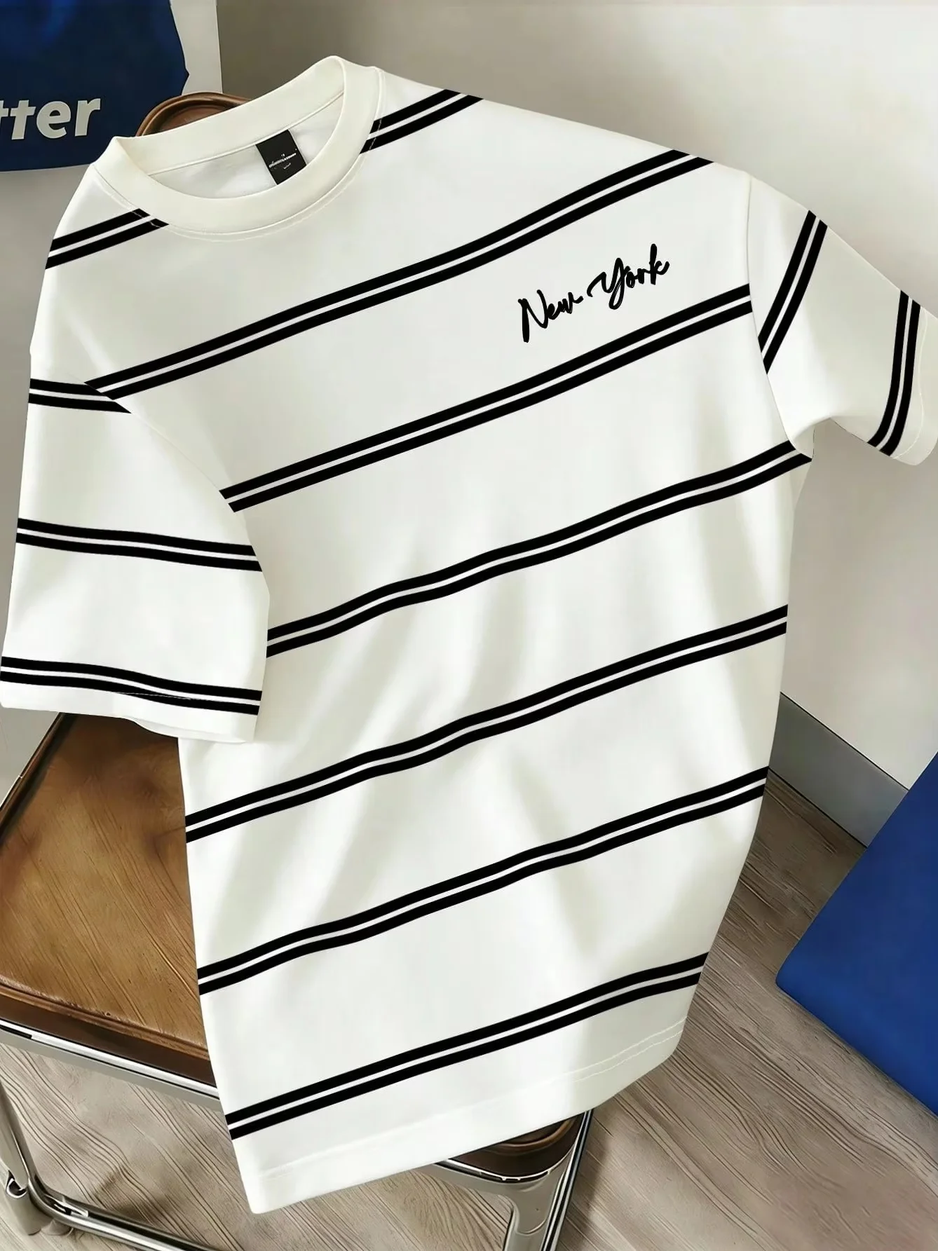 2026 Sommer Neuer Stil Herren T-Shirt Street Casual Mode Weich und Bequem Atmungsaktives 3D-Streifen-T-Shirt – Detail 10