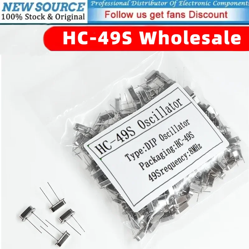 200pcs HC-49S Mini Passive Quartz Crystal Resonator Oscillator 4MHz 4.069MHz 6MHz 8MHz 10MHz 11.0592Mz 12MHz 16MHz 20MHz 24MHz