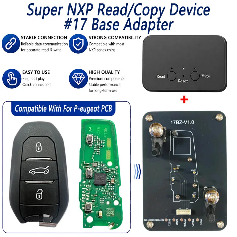 Super NXP Killer Read Copy Device With Adapter Base For P-eugeot Key All NXP Smart Keys Clones 4 Tokens & Unlimited Version