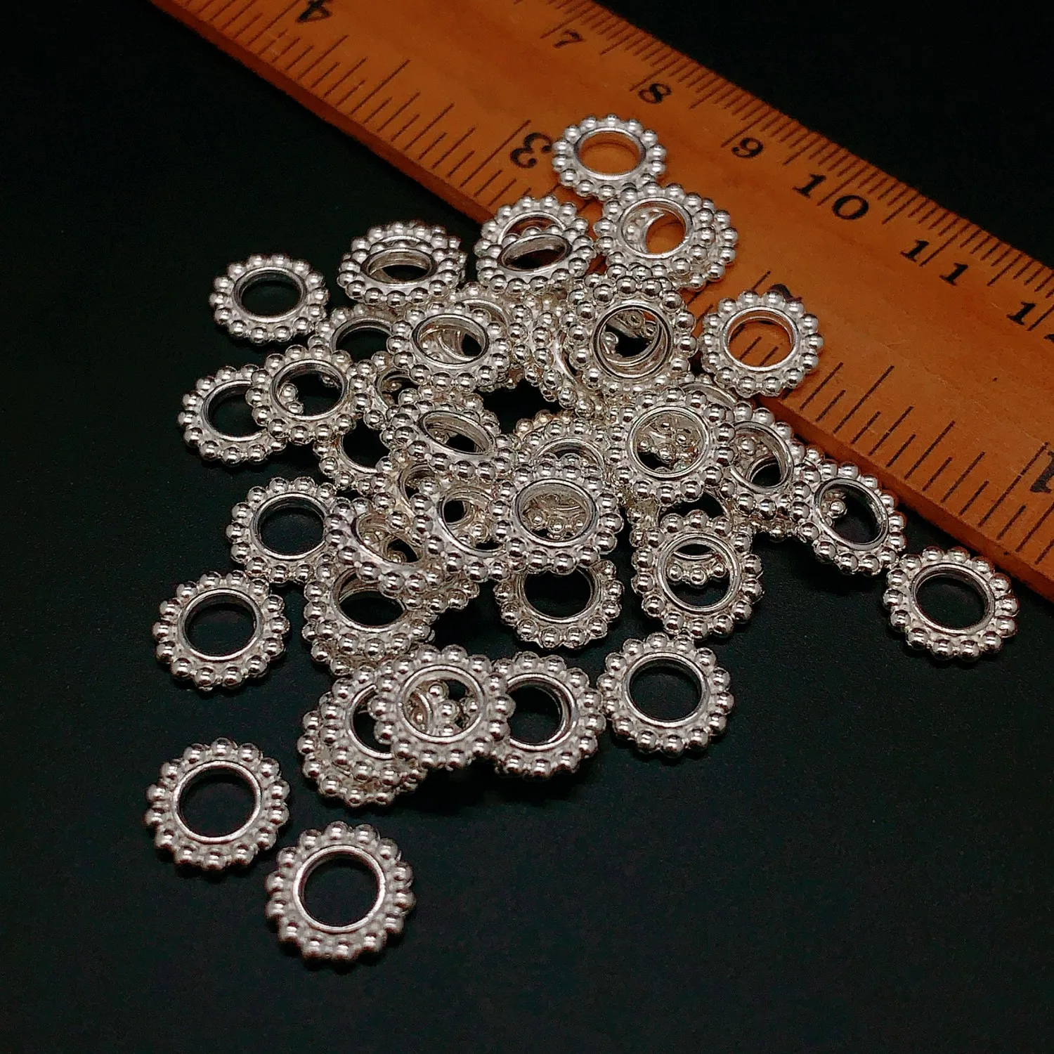 Onebeading 7mm 10mm Fashion Metal Spacer Flower Round Beads DIY Jewelry Making Accessories Hole 2mm  4.5mm 100Pcs 200Pcs K04602