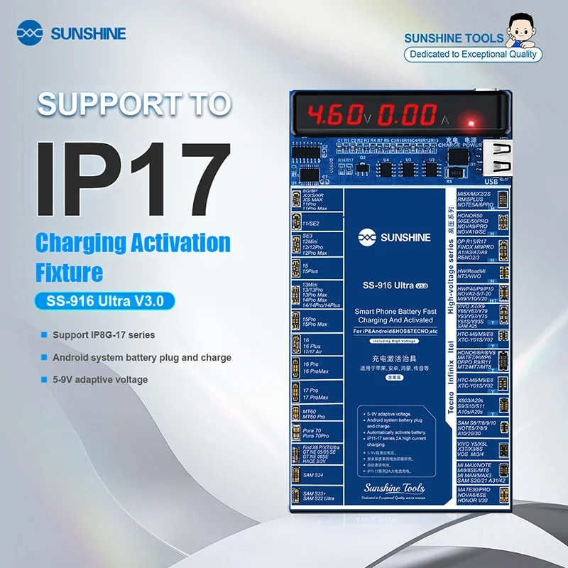 

SUNSHINE SS-909 V9.0 Универсальная плата активации зарядки аккумулятора, тестер, пластина для быстрой зарядки для IPhone, Ipad, Android, ремонт телефона