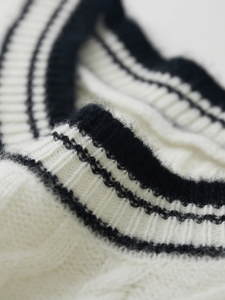 Men Basic O-neck Vibrant Contrast Sticky Wool Sweater Autumn Winter  Pullover 100% Merino Wool Knitwear Smart Casual Jumper Top
