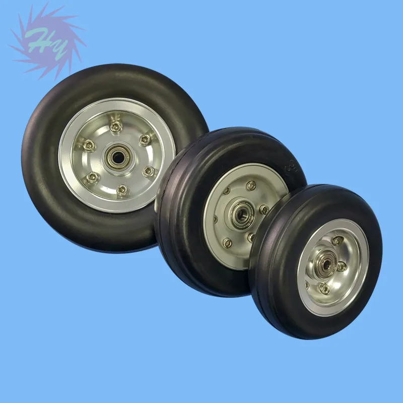 1Pc Aluminum Hub Rubber Wheel With Bearing DIY Robot Tires 2.75\