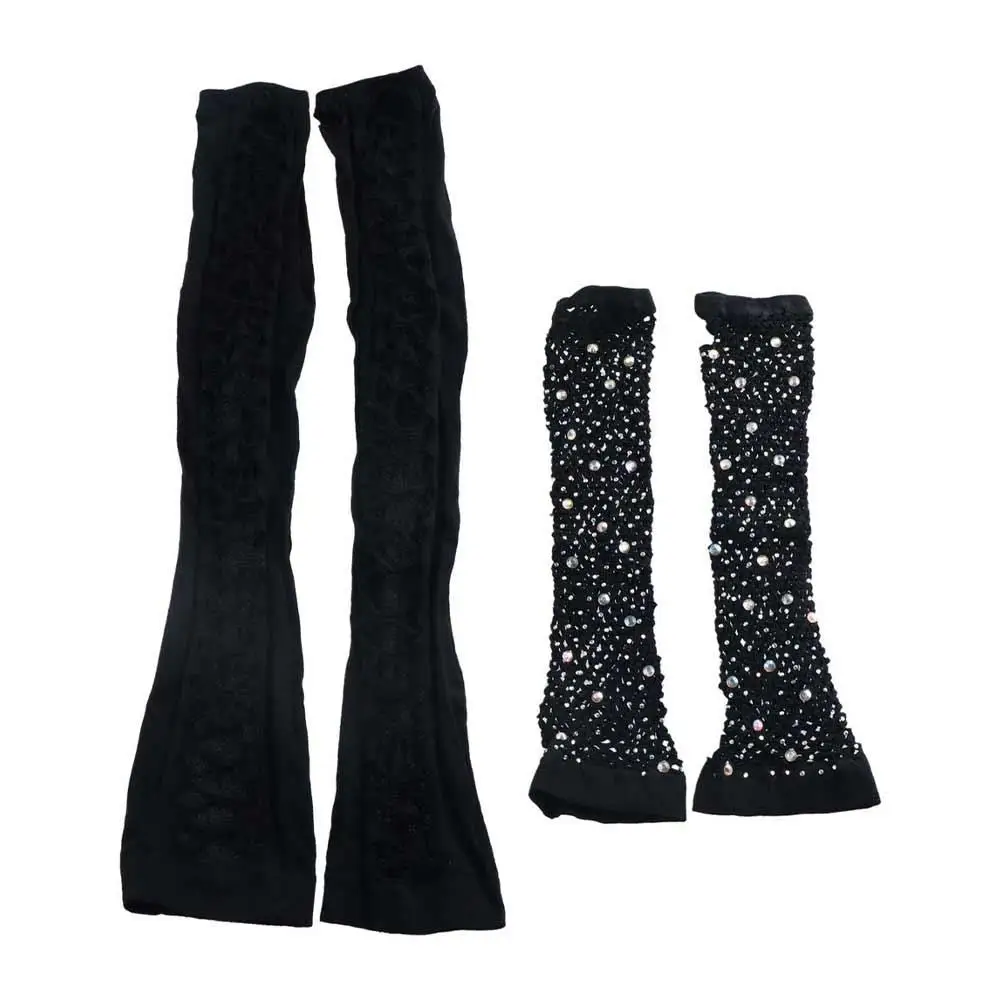 Prom Party Gloves Mesh Gloves Masquerade Hollow Out Rhineston Gloves Wedding Bridal Gloves Stage Performance Gloves