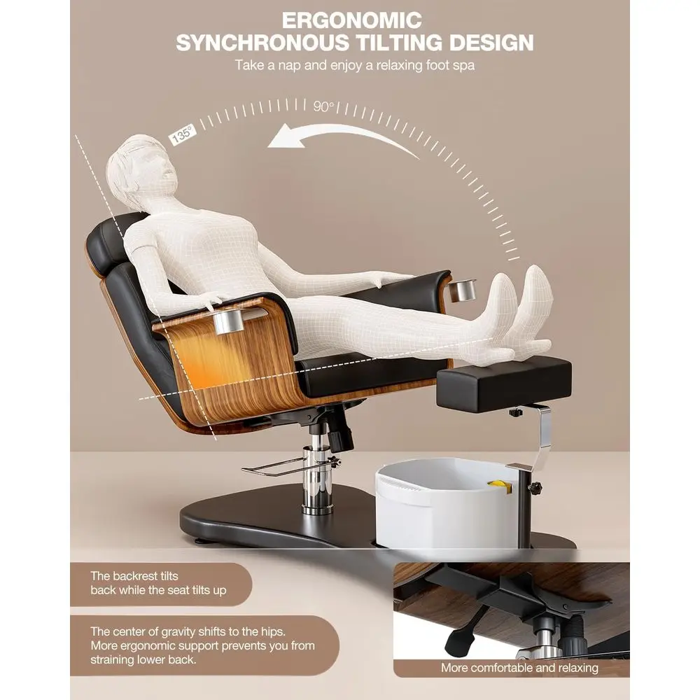 كرسي باديكير دوار 360 درجة بدون سباكة لتقنية الأظافر، محطة باديكير مع مقعد قابل للتعديل، مسند للقدمين وحمام القدمين، Pr