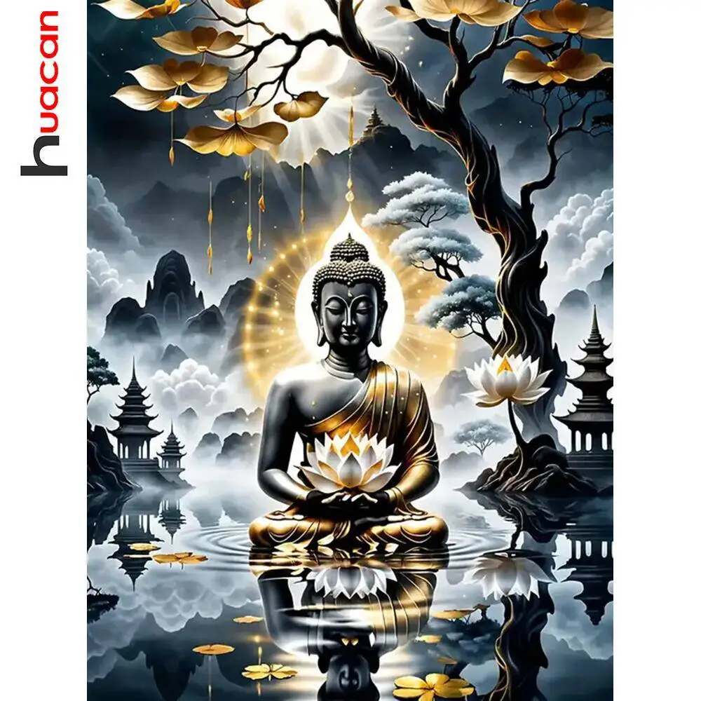 Huacan Diamond Mosaic 5d Religion Handmade Diamond Painting Cross Stitch Embroidery Sets Living Room Home Decoration