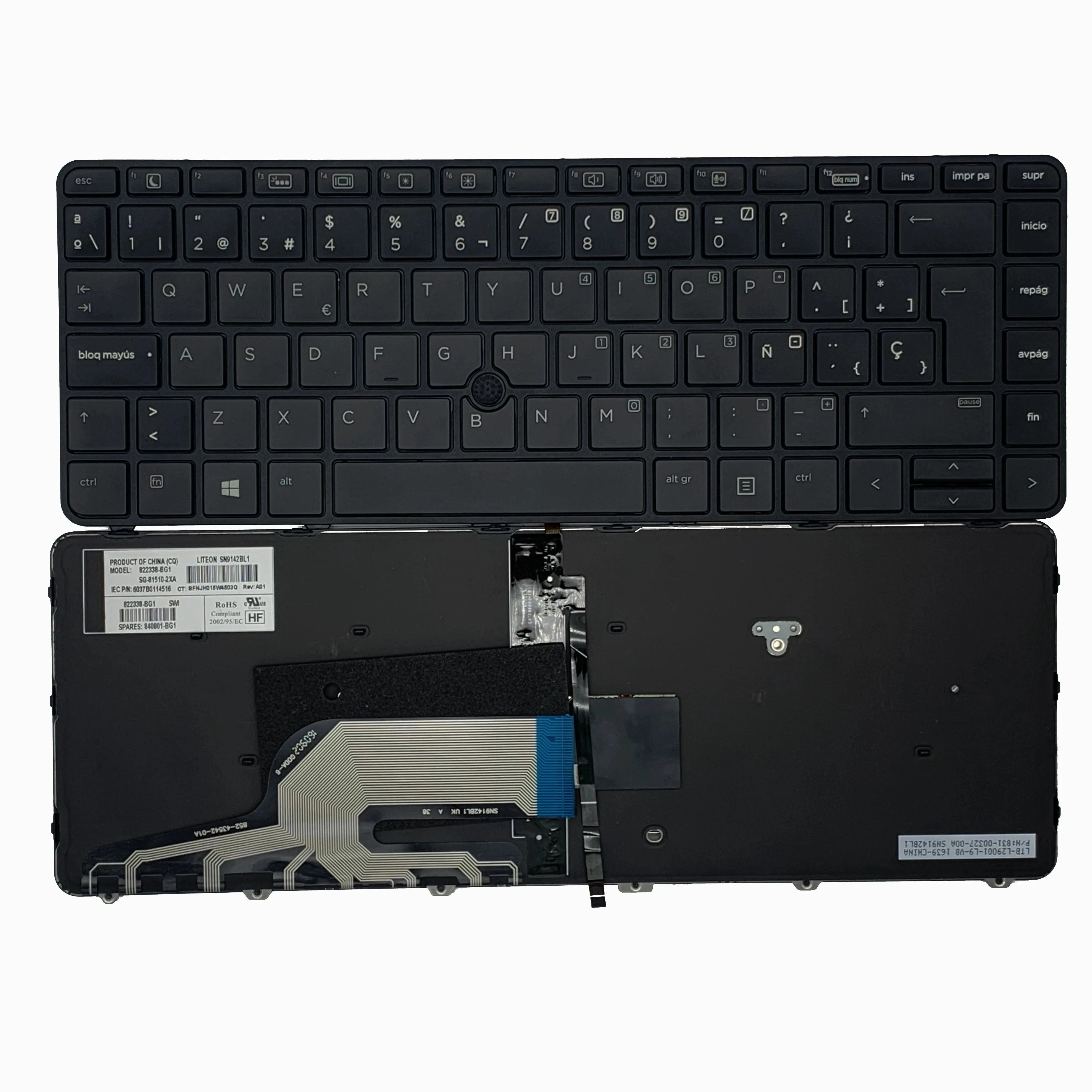Teclado retroiluminado francés/estrechego español/inglés para portátil HP Probook 430 G3 430 G4 440 G3 440 G4 445 G3 640 G2 645 G2 446 G3, diseño FR/SP