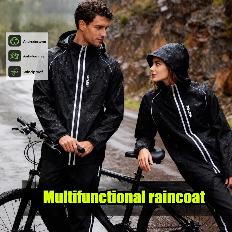 

Motorcycle Raincoat Reflective Hooded Rainproof Jacket Men Women Rain Coat Waterproof Motorcyclist Rider Windbreaker 비옷