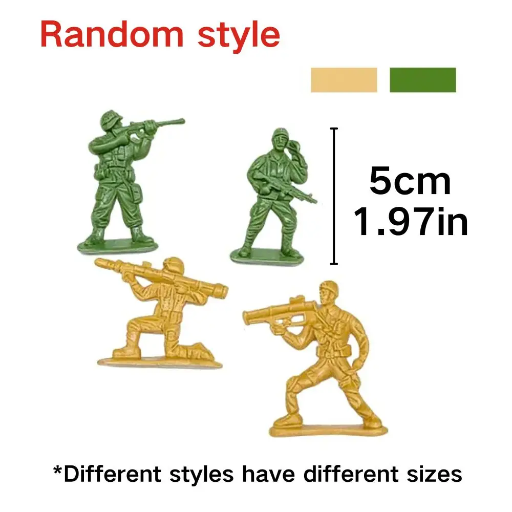 20pcs 5cm Plastic Army Men Ornament, Green/Sand Color Random Styles Bulk Action Figures for Dioramas & Collection YMY