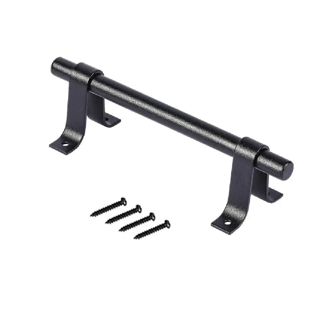 

1PC 19.5cm Home Door Handle Household Black Carbon Steel Barn Sliding Vintage Hardware Knobs Security Safety Practical hardware