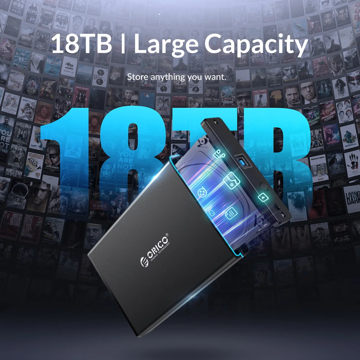 ORICO 3,5-Zoll-Festplattenbox Typ C USB3.0 HDD-Gehäuse SATA USB 3.1 Externer Festplattenleser für PC Externes Speichergehäuse