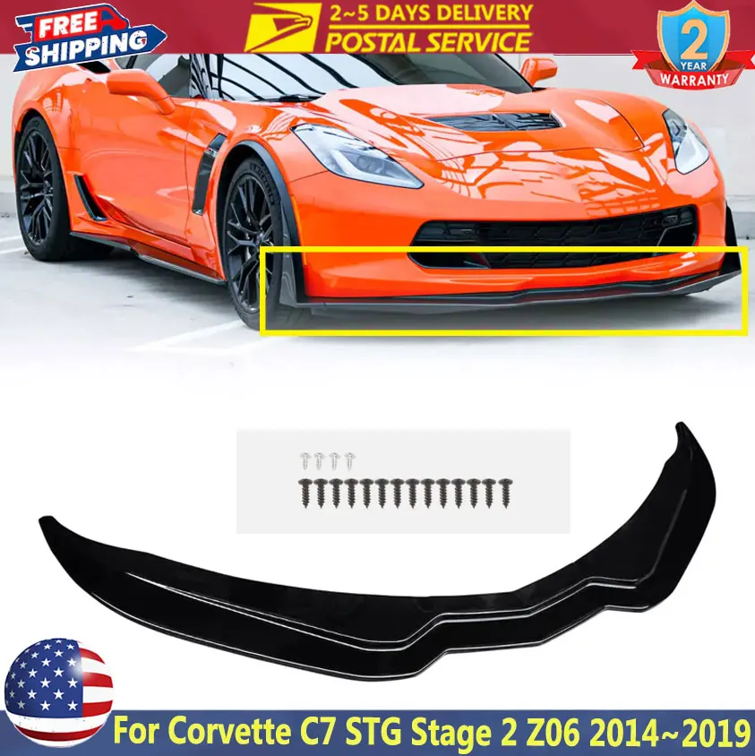 

Разделитель переднего бампера, глянцевый черный для Corvette C7 STG Stage 5 Z06, спойлер переднего бампера 2014–2019 гг., нижняя защита передней губы
