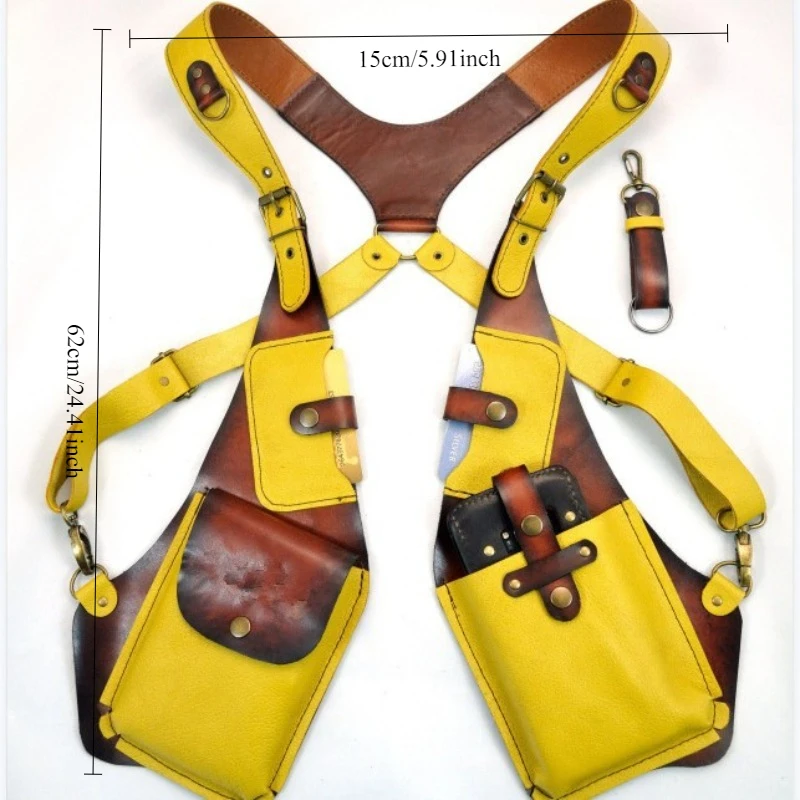 

Vintage Leather Crossbody Bag for Men Women Outdoor Square Phone Pouch Suspender Underarm Purse