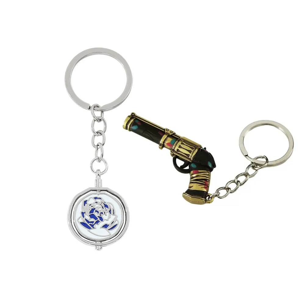 Jinx Arcaine الأزرق روز سلاسل المفاتيح تدوير غامض قلادة مسحوق أنيمي قلادة خمر نموذج بندقية Keyrings موضة ارتداء #1