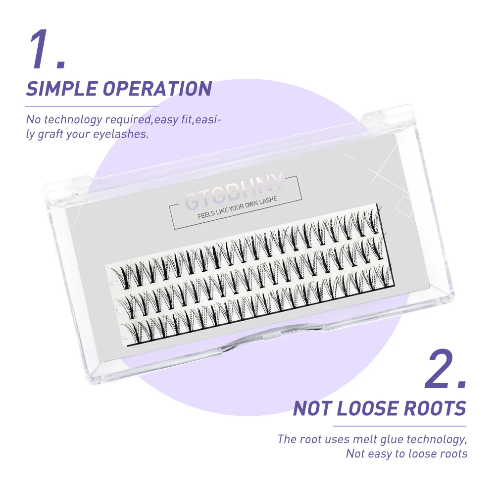 60 Büschel Sandwich-Wimpern, gepfropfte Wimpern, künstlicher Effekt, Wimpernverlängerung, Comic-Wimpern, Werkzeug für falsche Wimpern