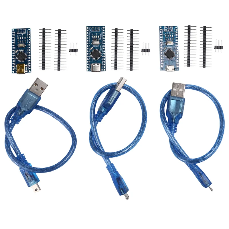 وحدة طاقة نانو V3.0 ATMEGA328P CH340G MICRO/TYPE-C/MNI مع رأس الدبوس نسخة محسنة أسلاك لوحة بدون لحام