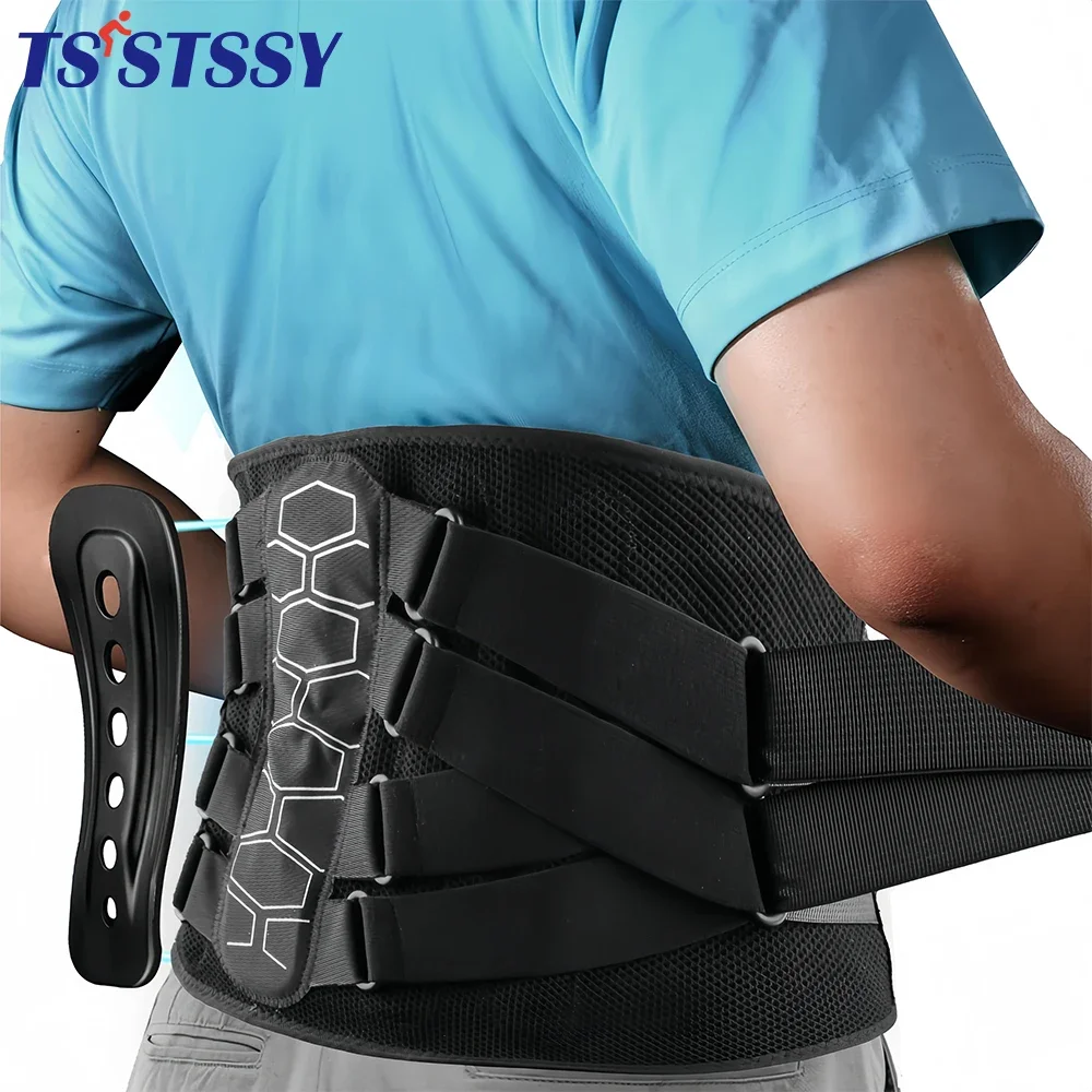 3D Breathable Back Brace with Lumbar Pad & 6 Support Bar, Waist Support Belt, Men Women Herniated Disc,Sciatica, Lower Back Pain