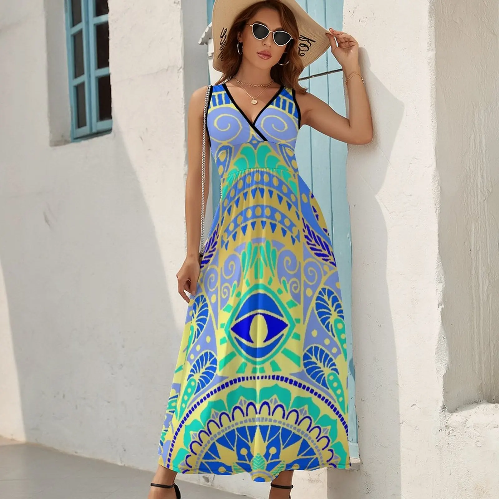 Hamsa Hand Sleeveless Dress women's summer clothing 2024 dresses for women 2024 luxury designer party