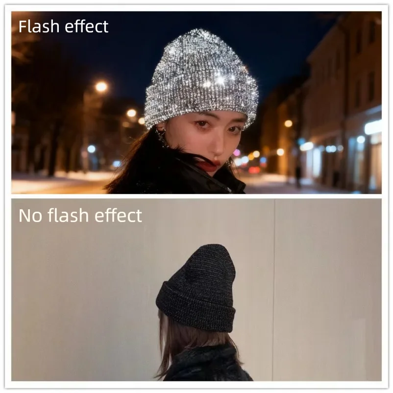New Luminated Cap Knitted Woolen Reflective Winter Hat Keep Warm Outdoor Beanies Cap for Men Women Punk Trendy Cool Street Style