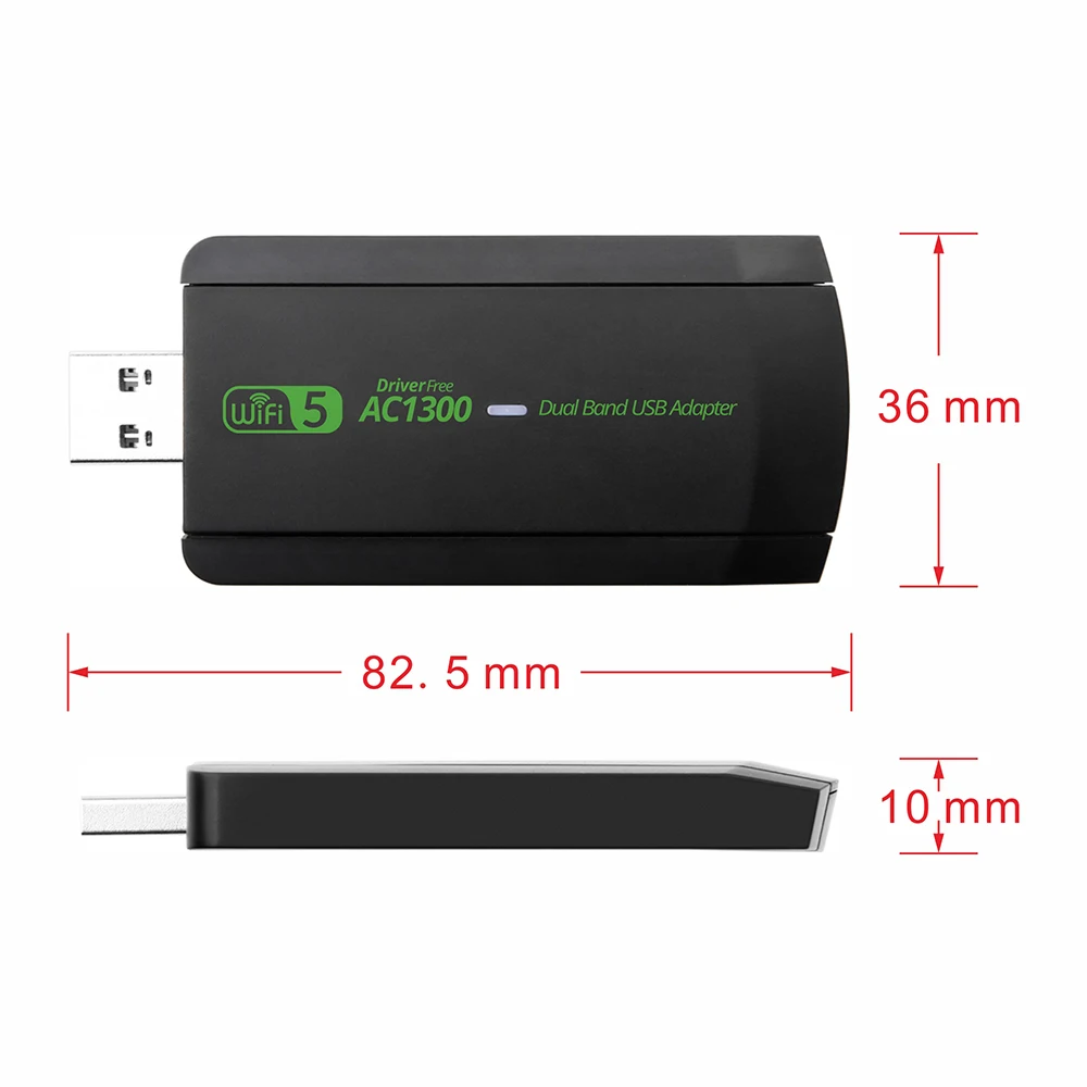Scheda di rete USB Dual Band 2.4G/5GHz Adattatore WiFi USB 3.0 Ricevitore wireless ad alta velocità 1300Mbps per accessori per PC portatili