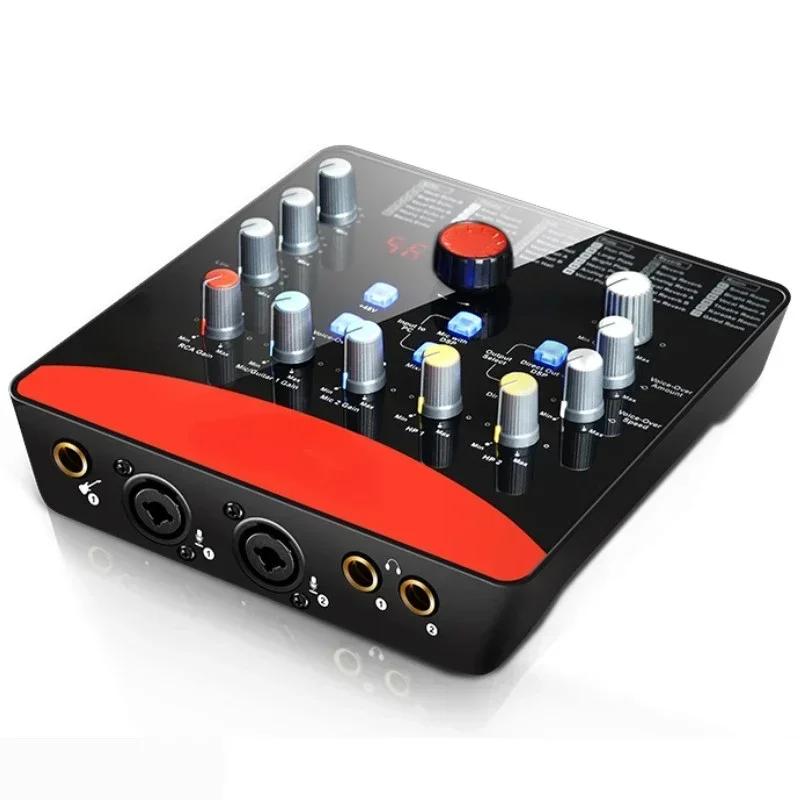 

Sell Like Hot Cakes External Sound Card 2 Mic-In/1 Guitar-In, 2-Out USB Recording Interface DSP Parameter Adjustment Knobs