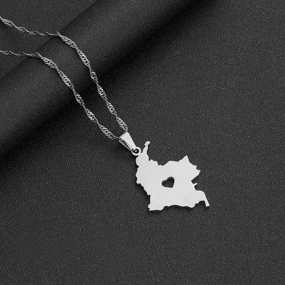 Mode Kolumbien Karte Flagge Anhänger Halskette Edelstahl Kolumbianer Männer Frauen Karten Schmuck Geschenk – Detail 11