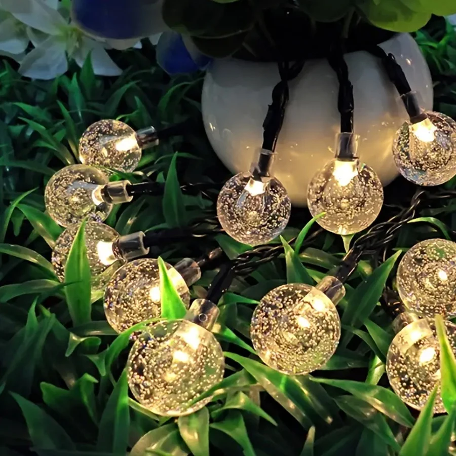 1pc Solar Bubble Ball Light String, 12m 100 LED Outdoor Decorative Light String,  LED Light String