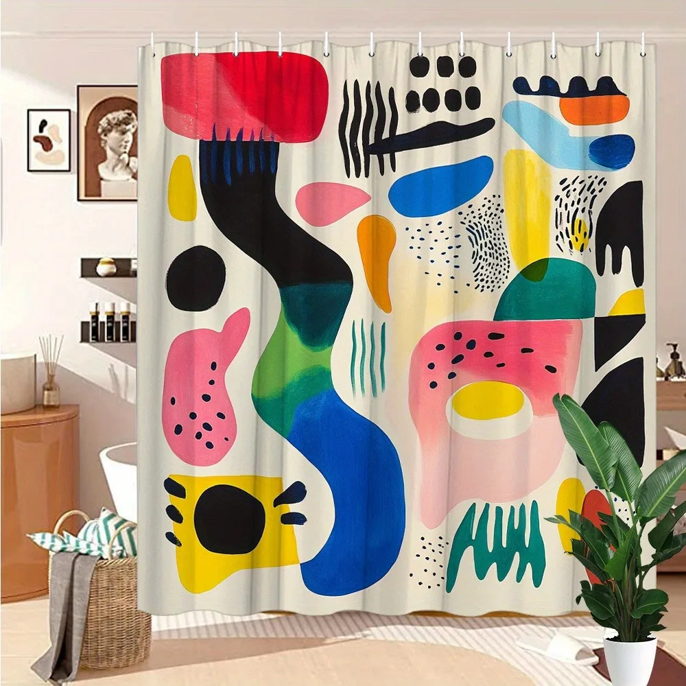 

Красочная занавеска для душа с геометрической абстракцией, моющаяся грязеотталкивающая насадка для душа, водонепроницаемая полиэстеровая занавеска для ванны