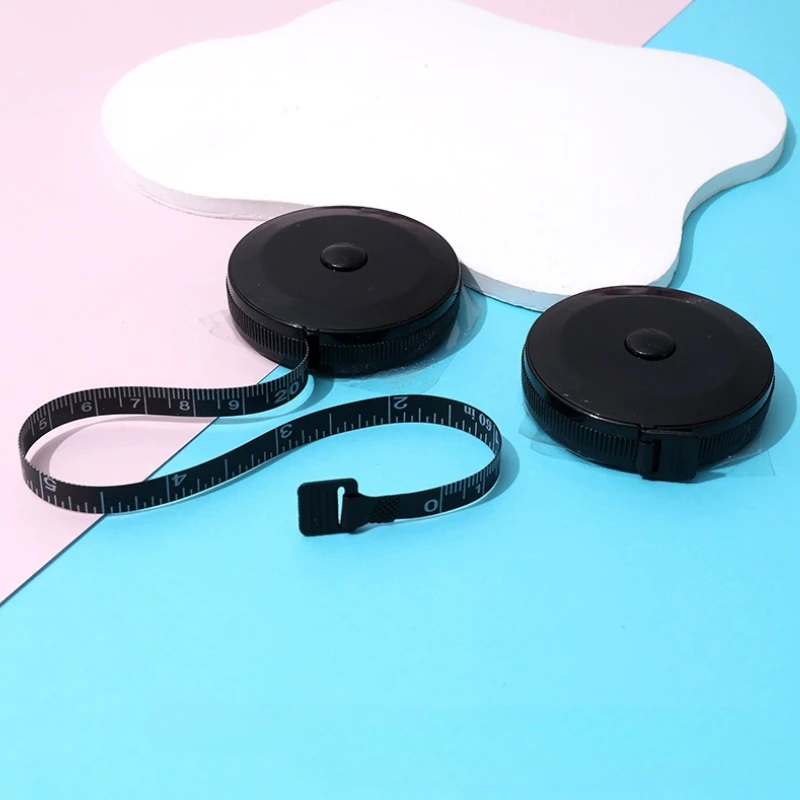 150cm Mini Black Measuring Tape for Clothing Gift Roll Automatic Extendable Plastic Soft Tape Measuring Tool Stationery