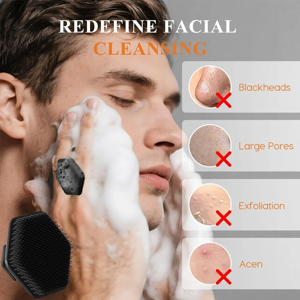 A four-piece bath brush set that can be used for back, face, body and head massage.