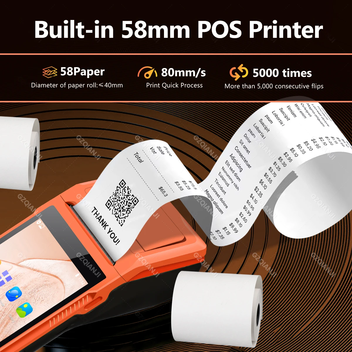 4G 3G يده المساعد الشخصي الرقمي أندرويد 8.1/12 POS استلام 58 مللي متر محطة الطابعة الحرارية 5.5 بوصة لمس واي فاي بلوتوث ل SII Loyverse