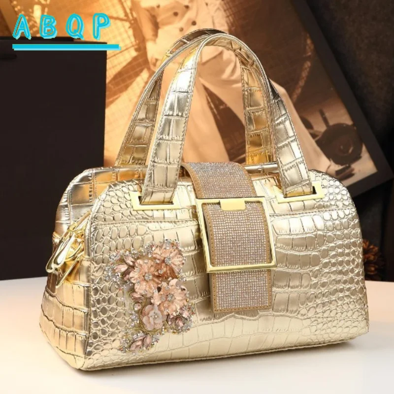

New Women's Diamond Handbags Luxury Brand Genuine Leather Crocodile Pattern Women's Diamond Shoulder Bags Casual Women's Bags