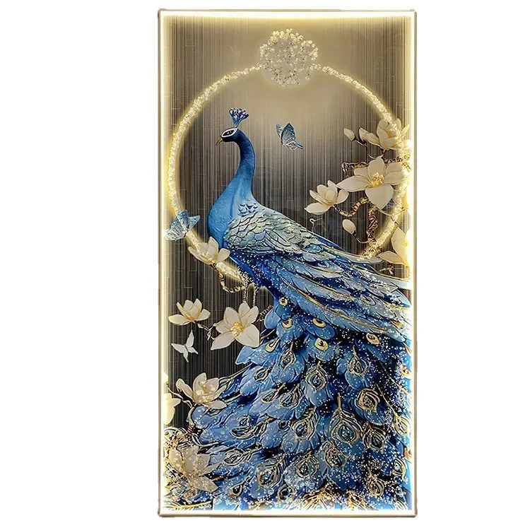 Hot Selling Modern Peacock Modeling Crystal Diamond Painting With Smooth Feel For Living Room Decoration