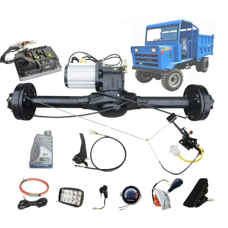 For 60-72V Electric Vehicle 4 Wheel Assembly Kit with 3KW Motor Controller 121cm Dual Wheel Suspension Hydraulic Brake Rear