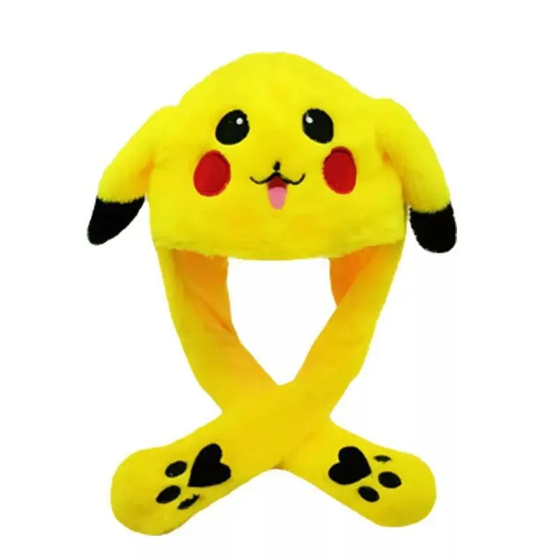 Pokemon Pikachu Anime cappello di peluche orecchie da coniglio peluche Airbag in movimento salto cappello orecchie lampeggianti bambola di peluche mobile figura regalo giocattoli