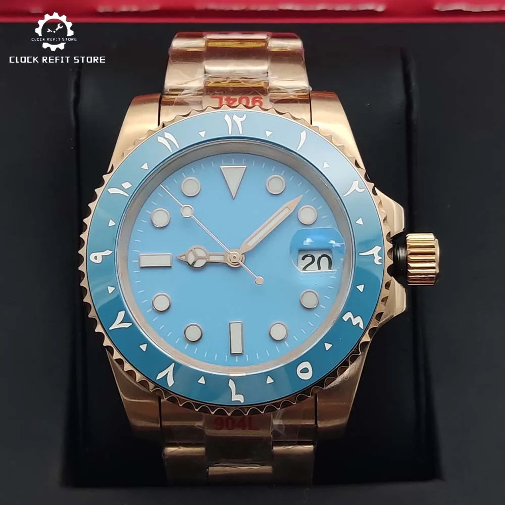 

Новые мужские автоматические механические часы 40 мм, корпус из розового золота с сапфировым стеклом NH35, керамический безель