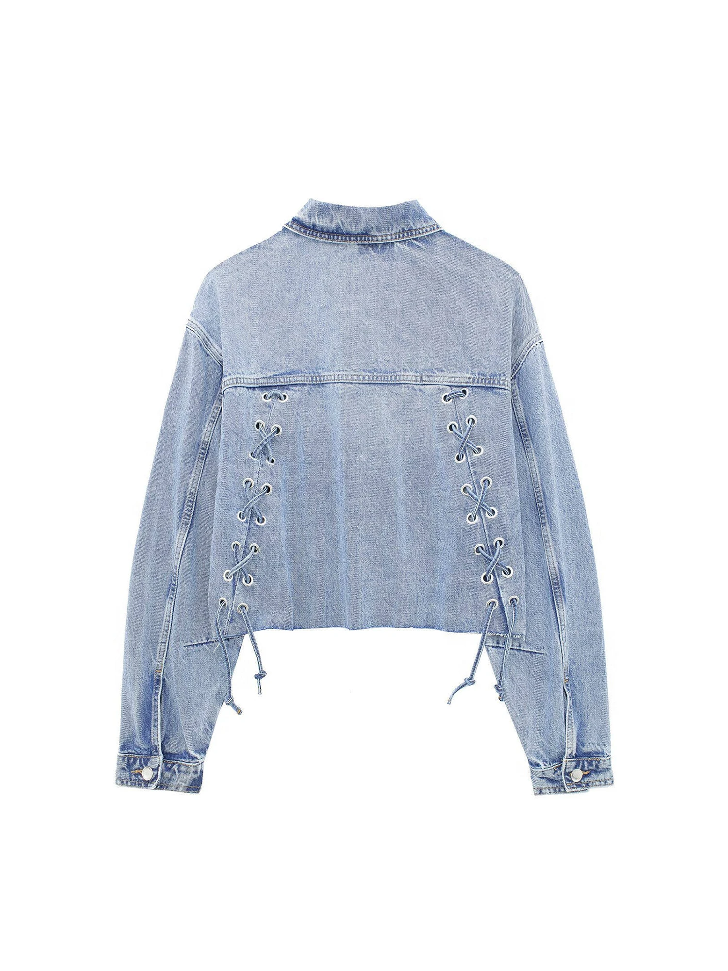 Damska niebieska kurtka jeansowa vintage z długim rękawem, wiązana, krótka kurtka dżinsowa Harajuku, koreańska kurtka kowbojska, odzież wierzchnia, top, ubrania z lat 2000, 2026