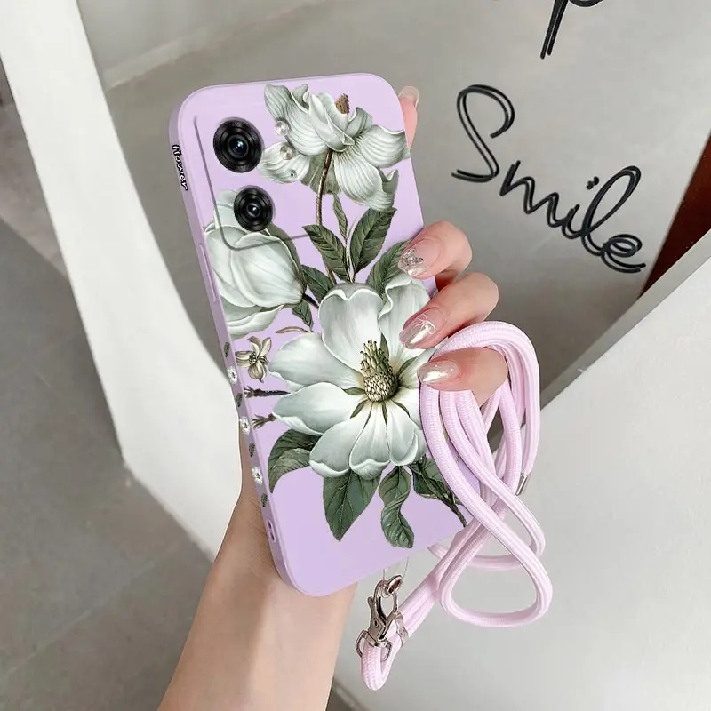 EDGE40 Blooming Peonies Silicone Phone Case For Motorola Moto EDGE 40 EDGEPLUS 20 30 40Neo E7 E22 E13 E32 E22i E20 Cover