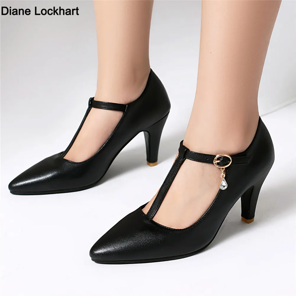 

Sexy Women Pointed Toe T-Strap Stiletto High Heel Pumps Plus Size Elegant Ladies Summer Shoes 35-46 Party Dance Wedding Dress