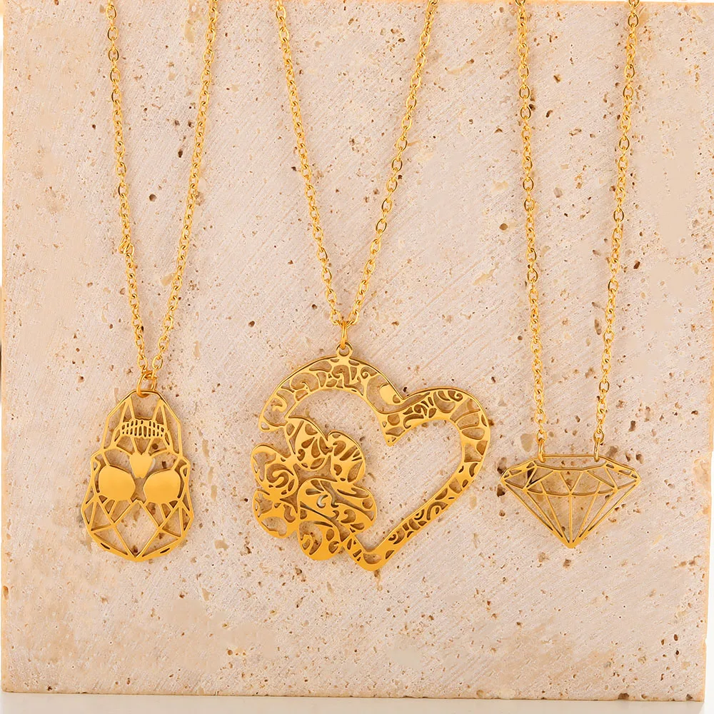 Origami Animal Gold Color Stainless Steel Necklaces Pendant For Women Statement Choker Chain Necklaces Jewelry Sets Accessory