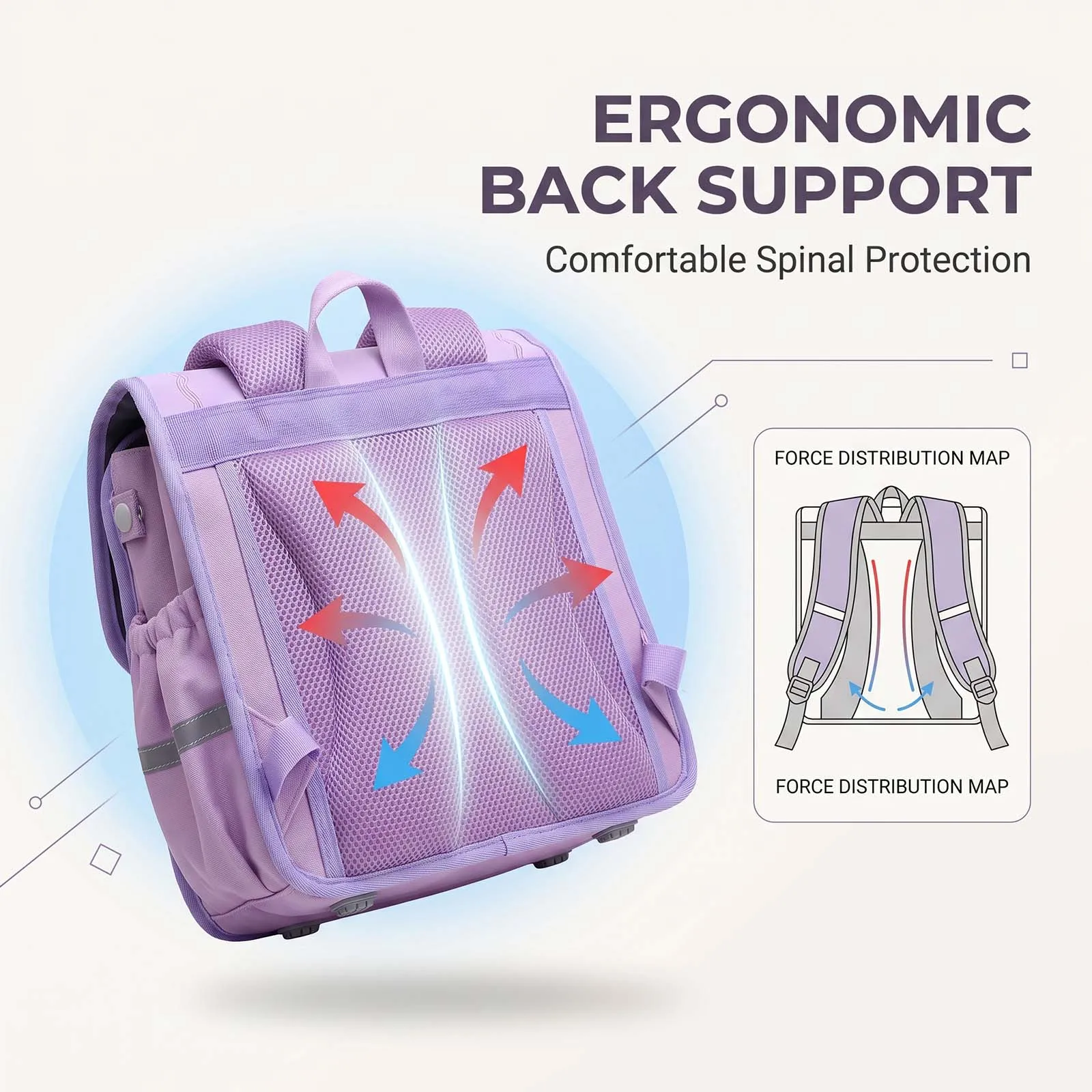 Horizontal Spine-Protecting Backpack for Kids,School Bag for Girls & Boys Kindergarten Preschool,Ergonomic Children Bookbag