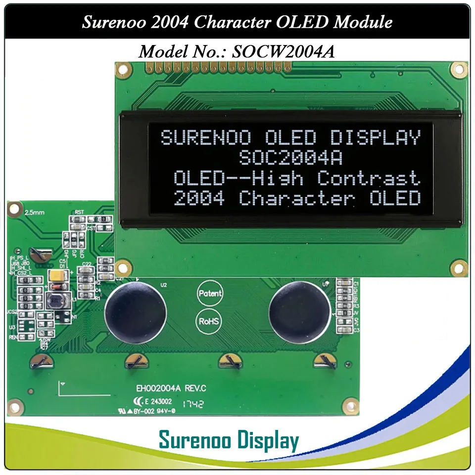 Real OLED Display, 2004 204 20*4 Character LCD Module Screen LCM build-in WS0010, Support Serial SPI