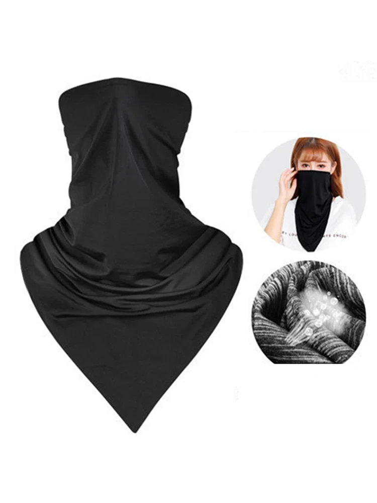 Masque facial en soie glacée, couvre-cou de cyclisme, foulard magique de pêche, triangulaire, Protection solaire d'été en plein air, masque respirant